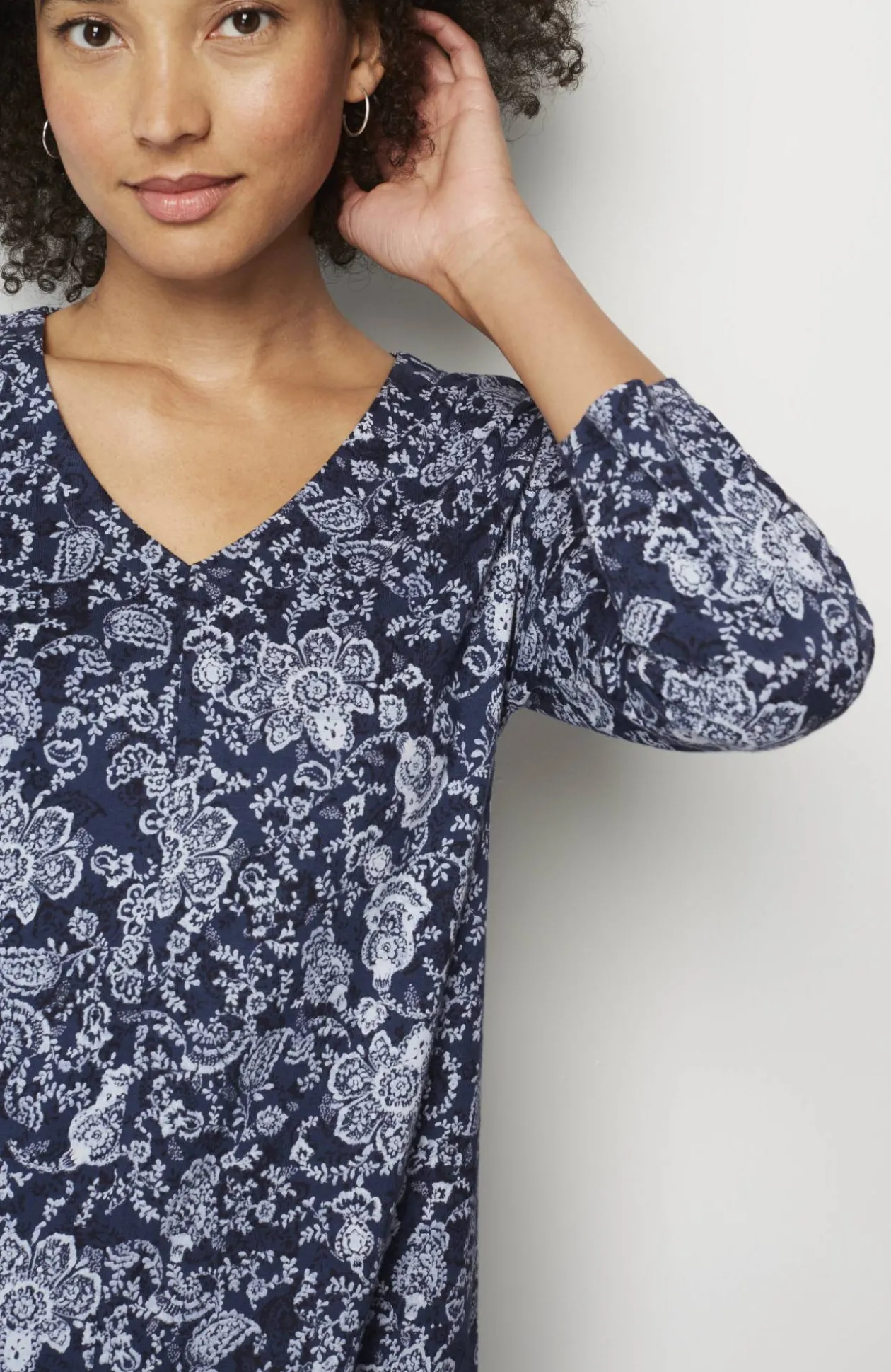 Pure Jill Printed V-Neck Tee