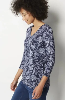 Pure Jill Printed V-Neck Tee