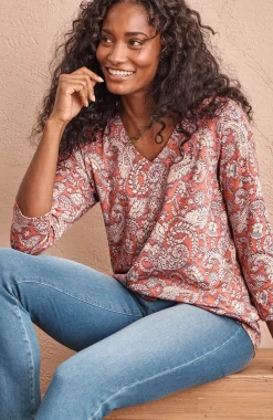 Pure Jill Printed V-Neck Tee