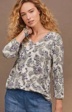 Pure Jill Printed V-Neck Tee