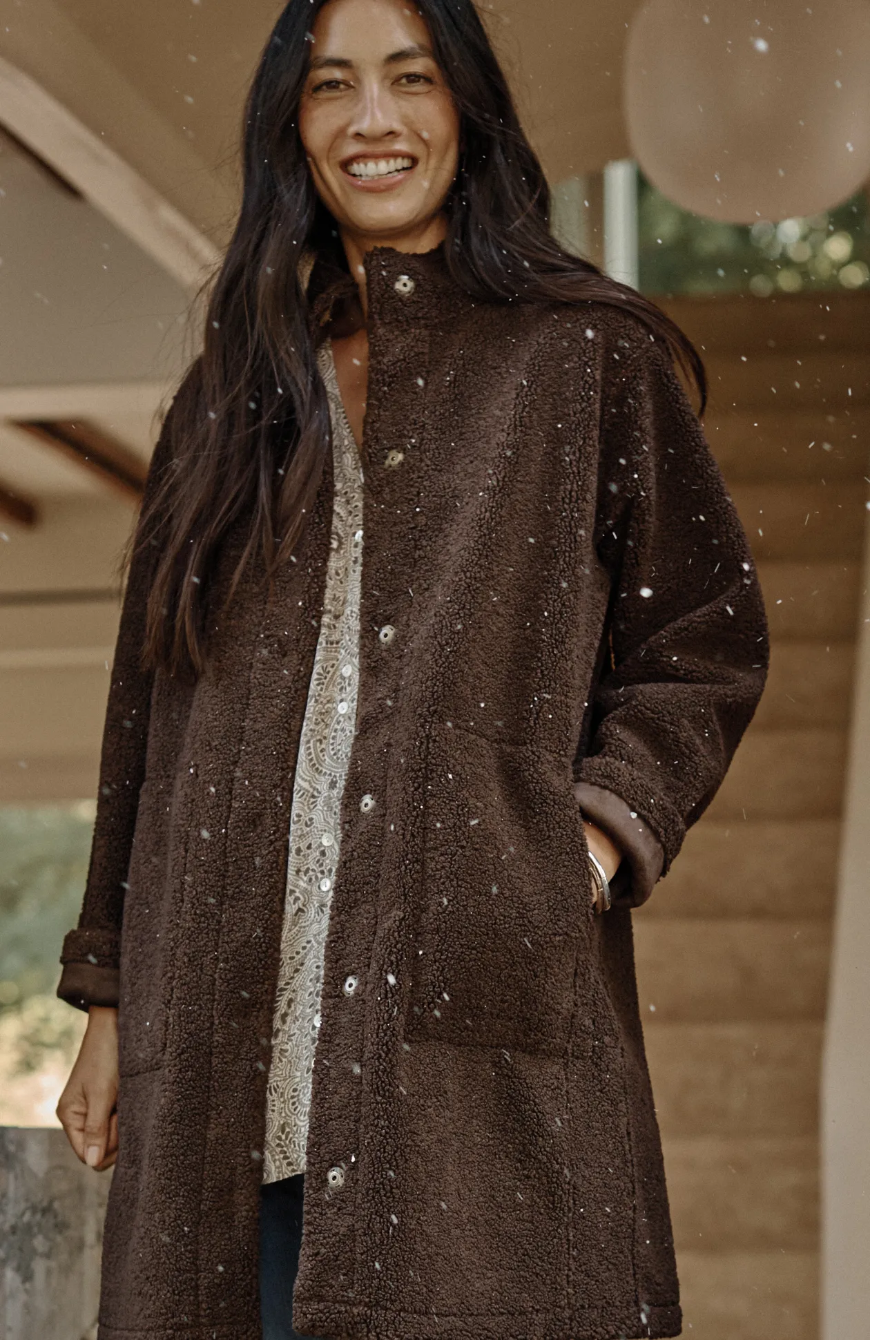 Pure Jill Reversible Long Teddy Coat
