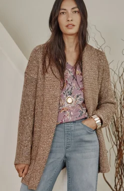 Pure Jill Ribbed-Texture Shawl-Collar Cardi