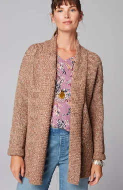 Pure Jill Ribbed-Texture Shawl-Collar Cardi