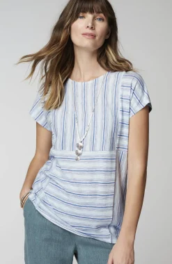 Pure Jill Round-Neck Variegated Striped Tee