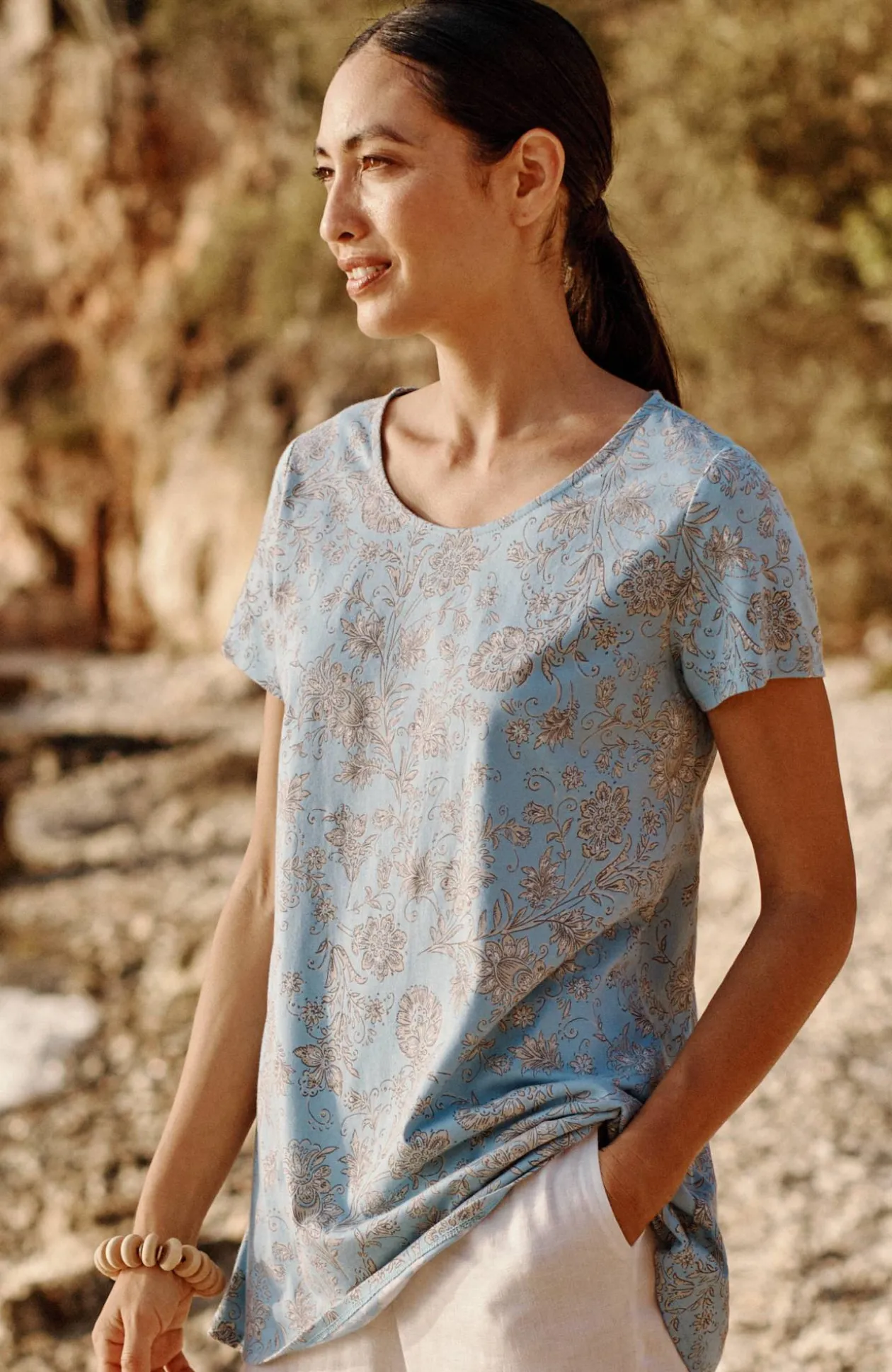 Pure Jill Scoop-Neck Elliptical Tee