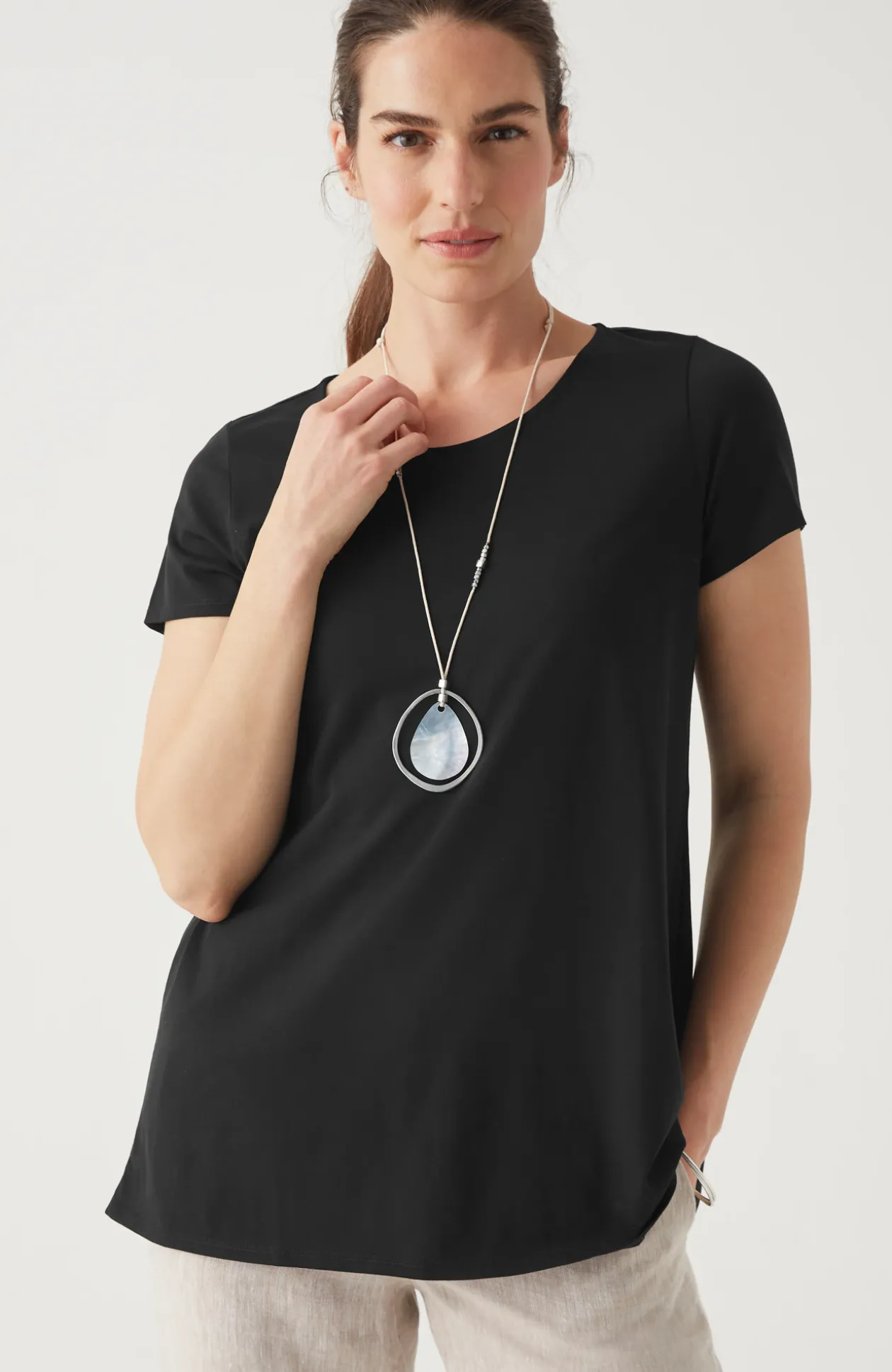 Pure Jill Scoop-Neck Elliptical Tee