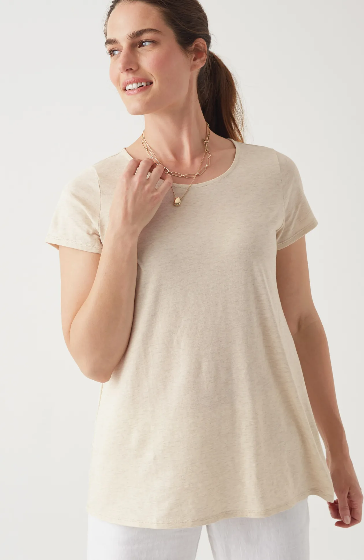 Pure Jill Scoop-Neck Elliptical Tee