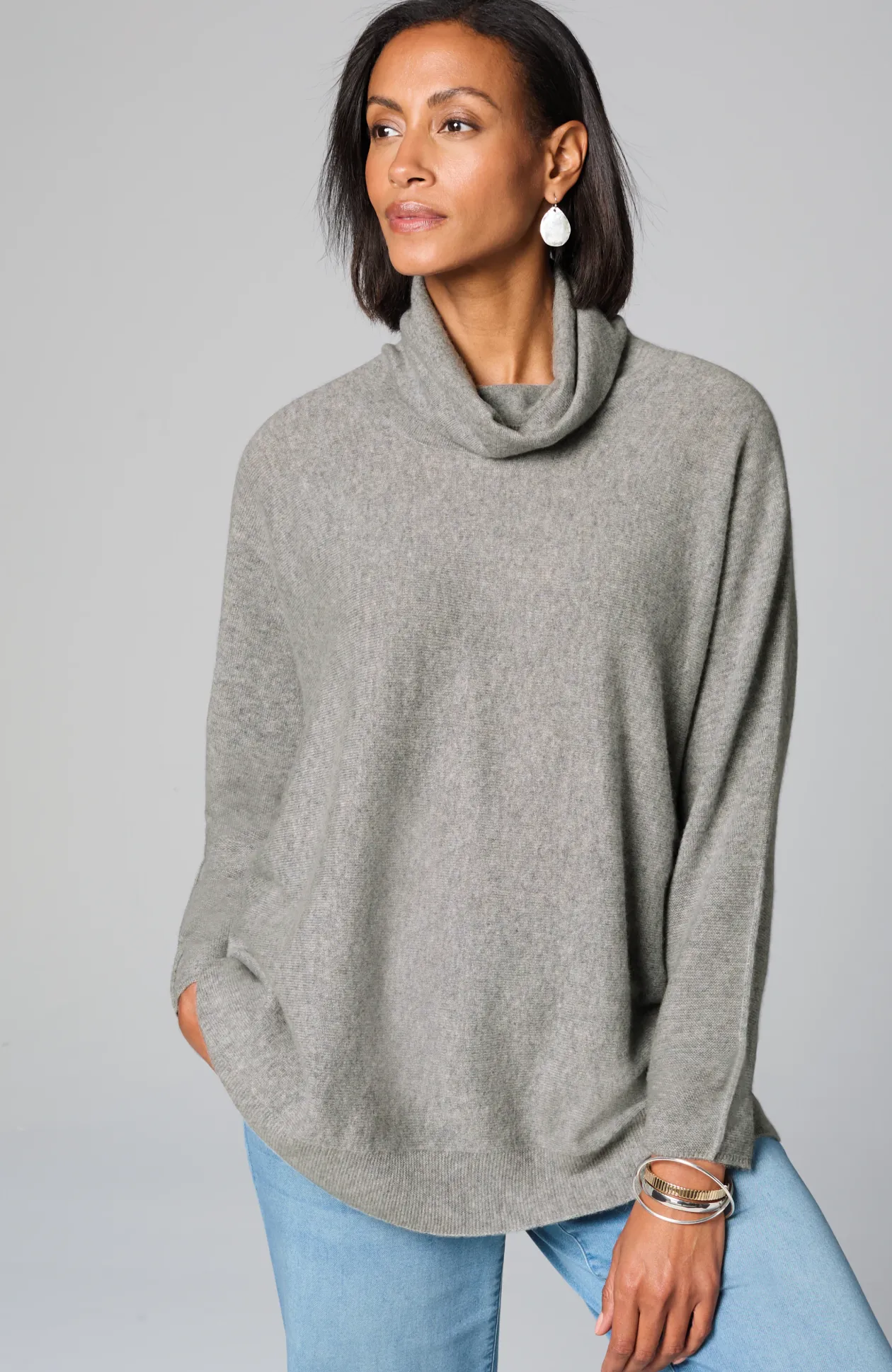 Pure Jill Scrunch-Neck Recycled-Cashmere Sweater