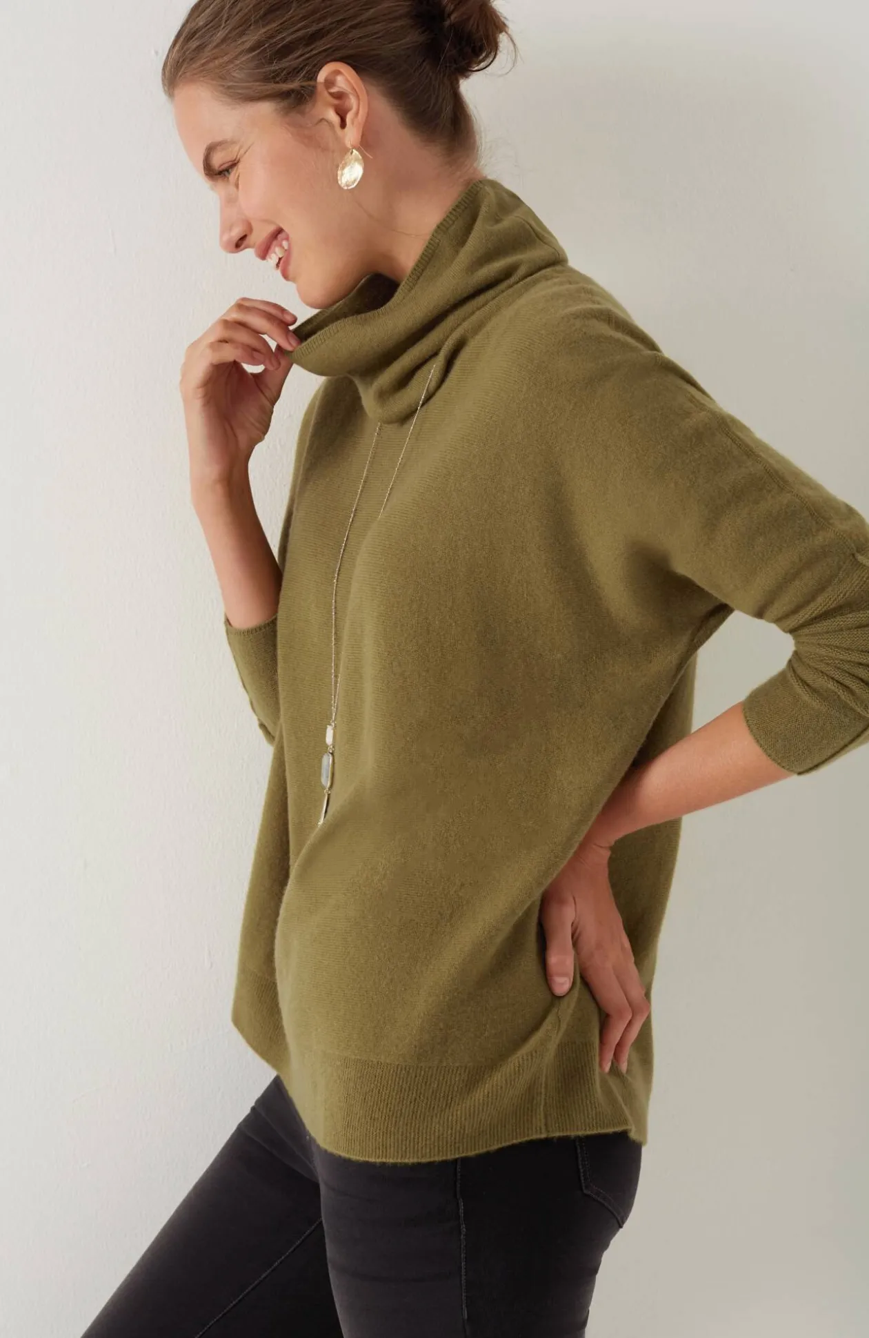 Pure Jill Scrunch-Neck Recycled-Cashmere Sweater