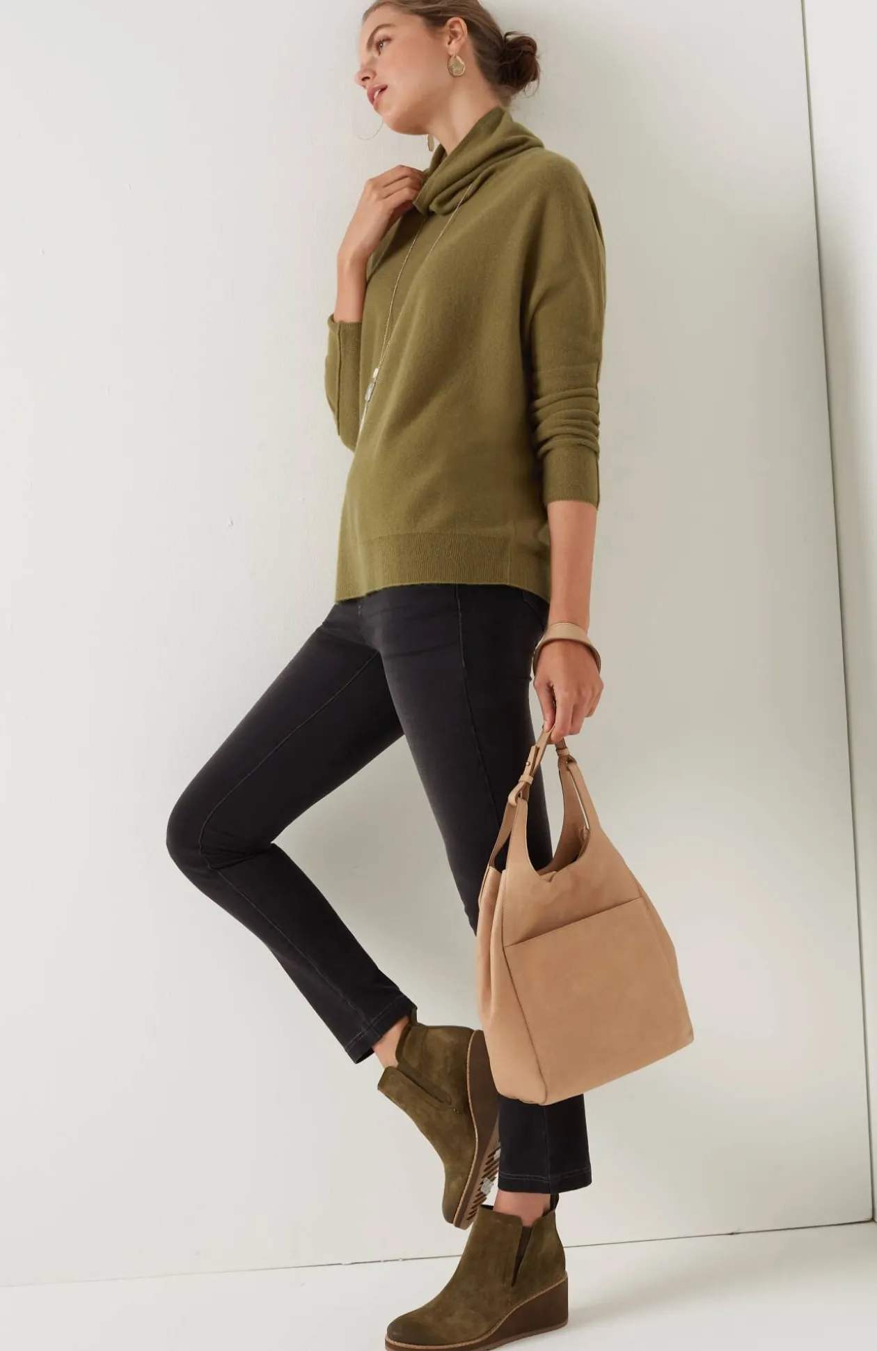 Pure Jill Scrunch-Neck Recycled-Cashmere Sweater