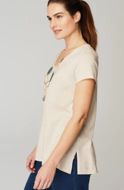 Pure Jill Side-Slit Elliptical Tee