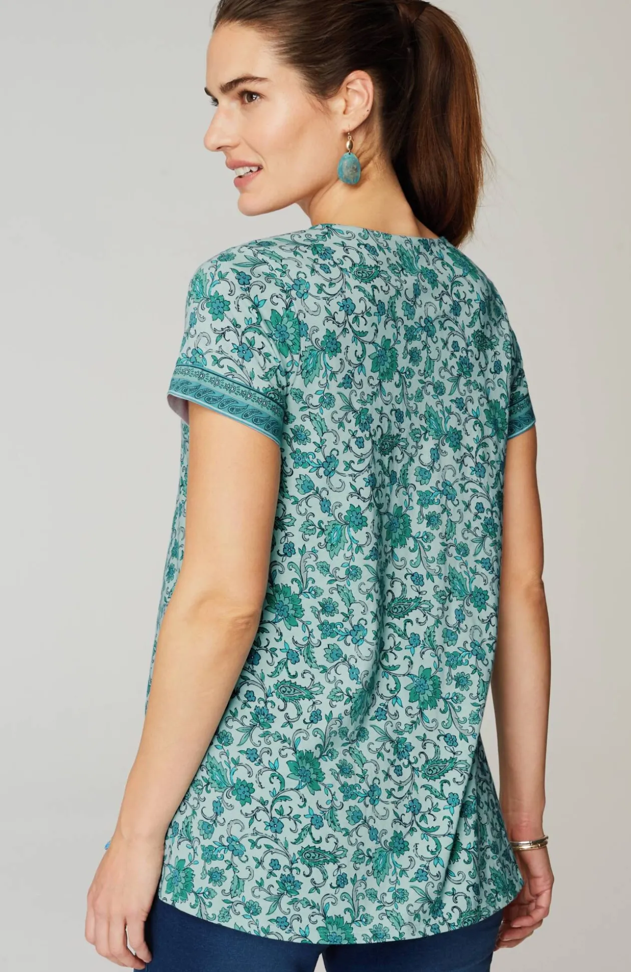 Pure Jill Side-Slit Elliptical Tee