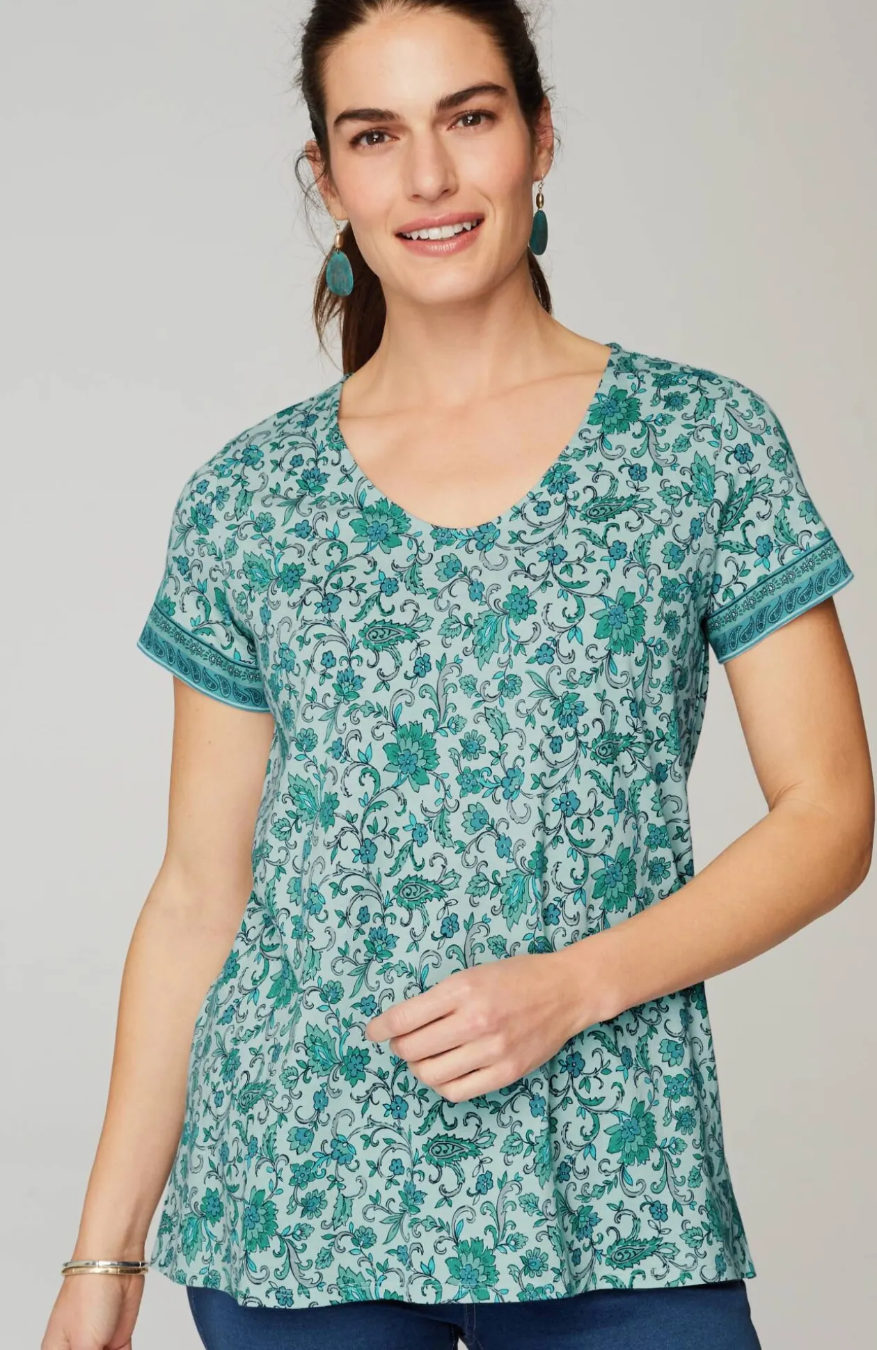 Pure Jill Side-Slit Elliptical Tee