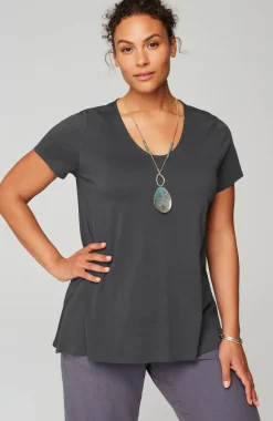 Pure Jill Side-Slit Elliptical Tee