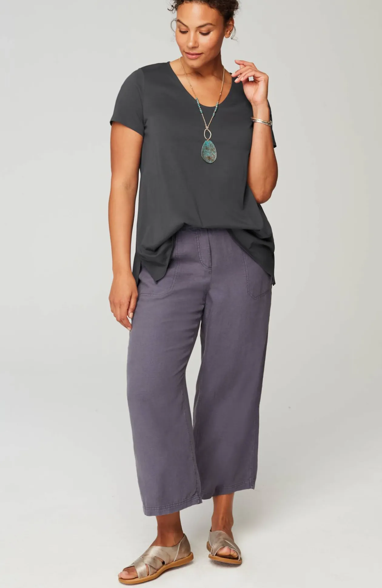 Pure Jill Side-Slit Elliptical Tee