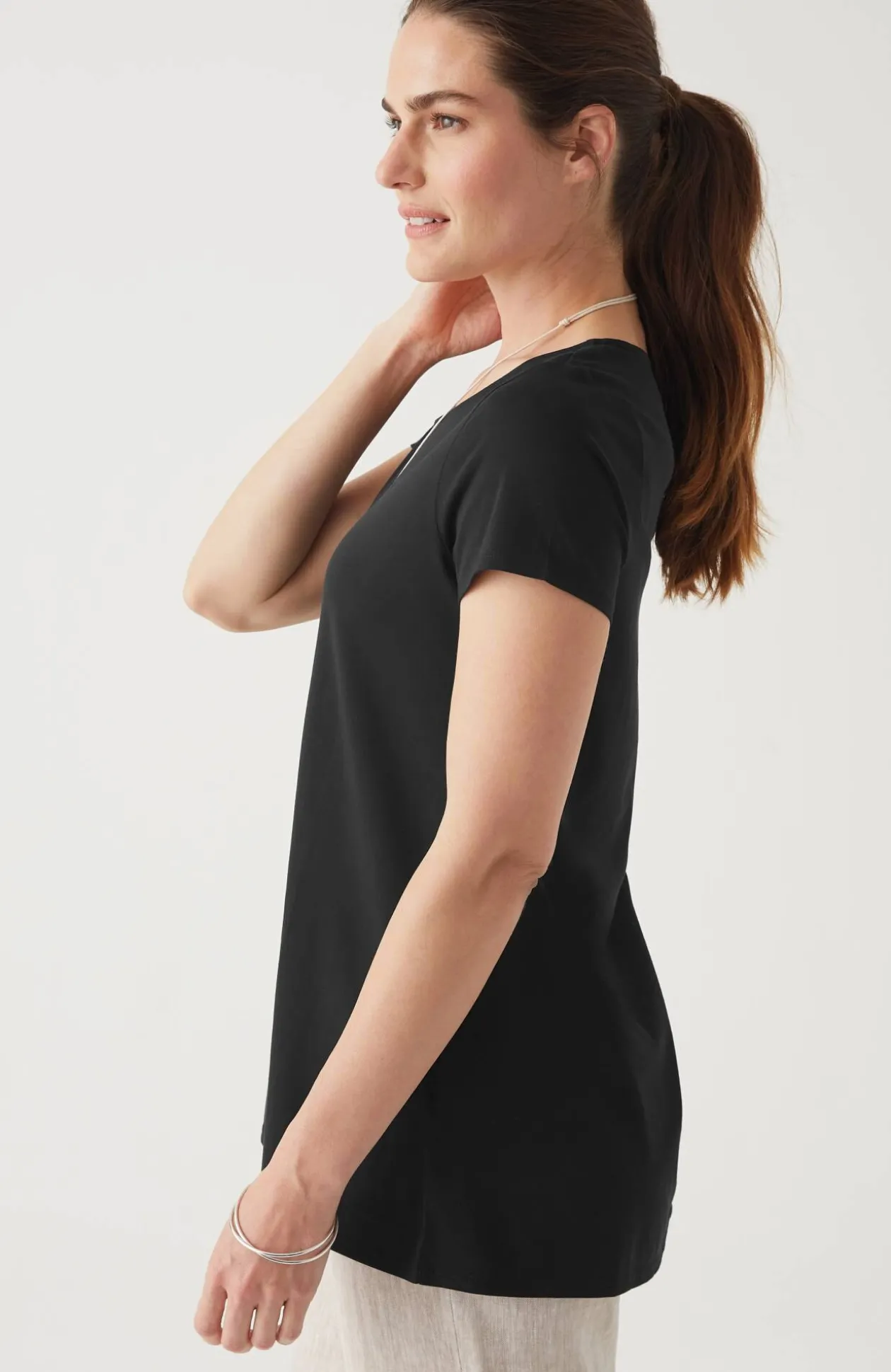 Pure Jill Side-Slit Elliptical Tee
