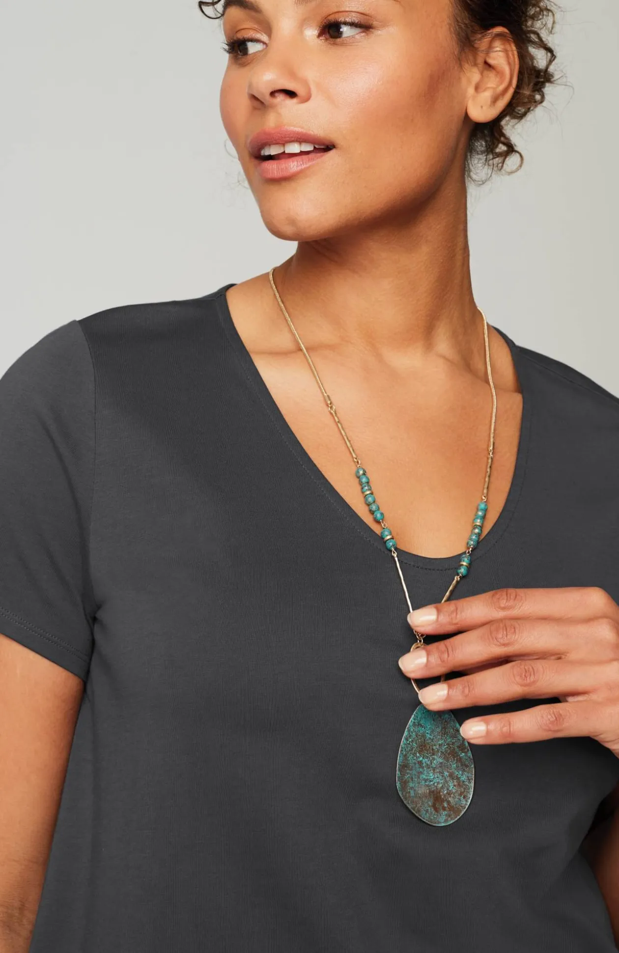 Pure Jill Side-Slit Elliptical Tee