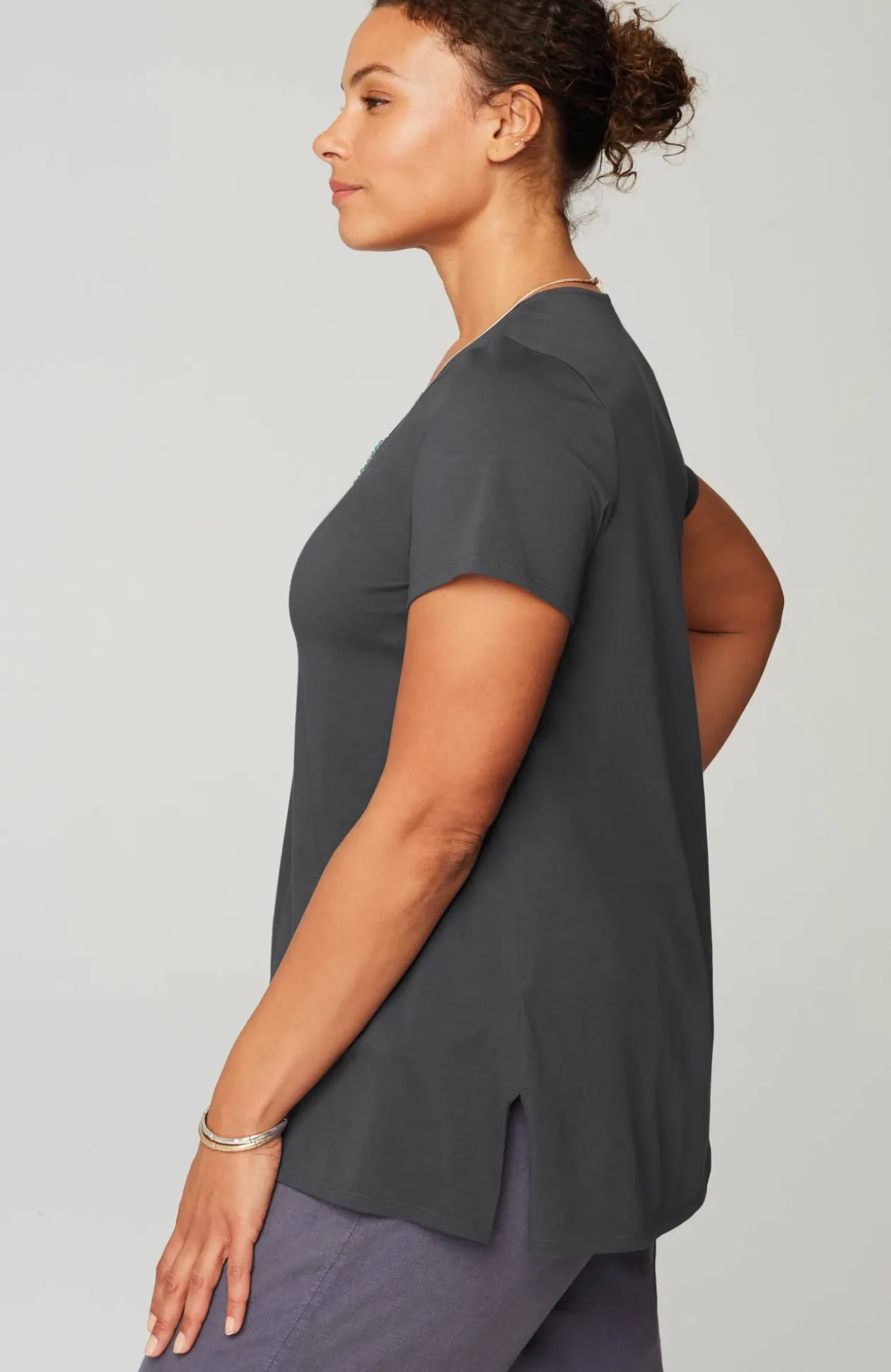 Pure Jill Side-Slit Elliptical Tee