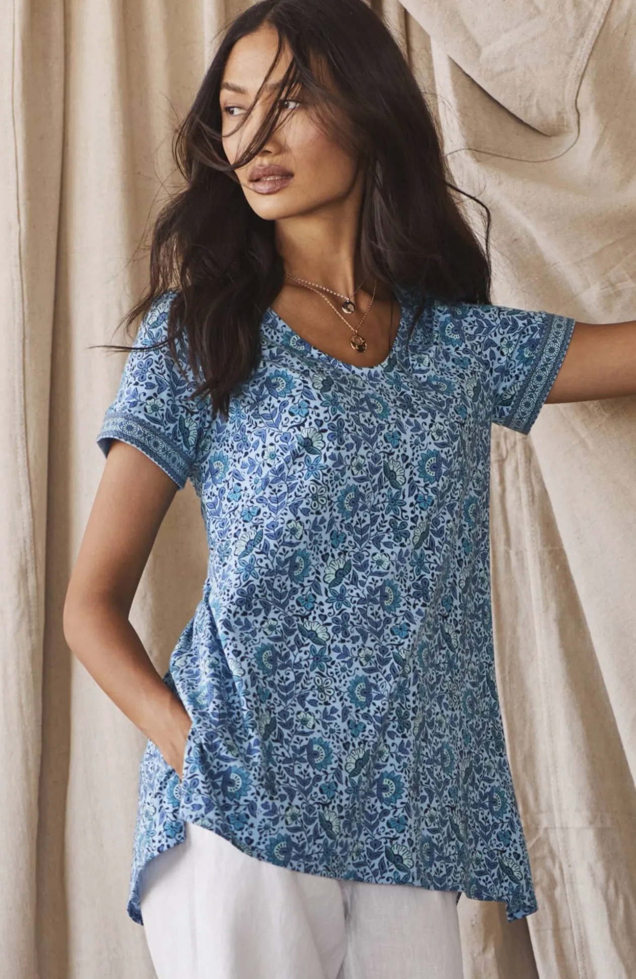 Pure Jill Side-Slit Elliptical Tee