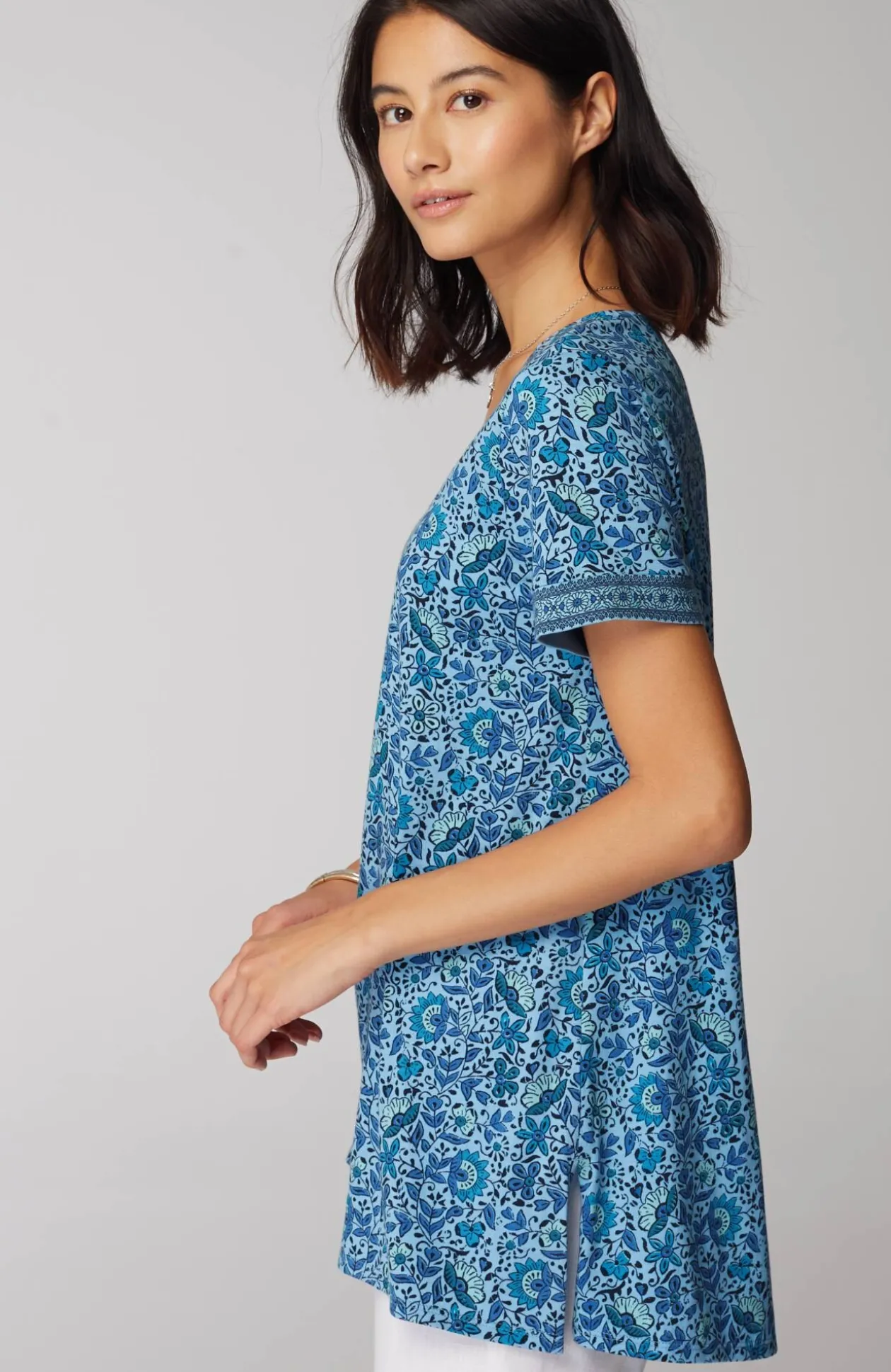 Pure Jill Side-Slit Elliptical Tee