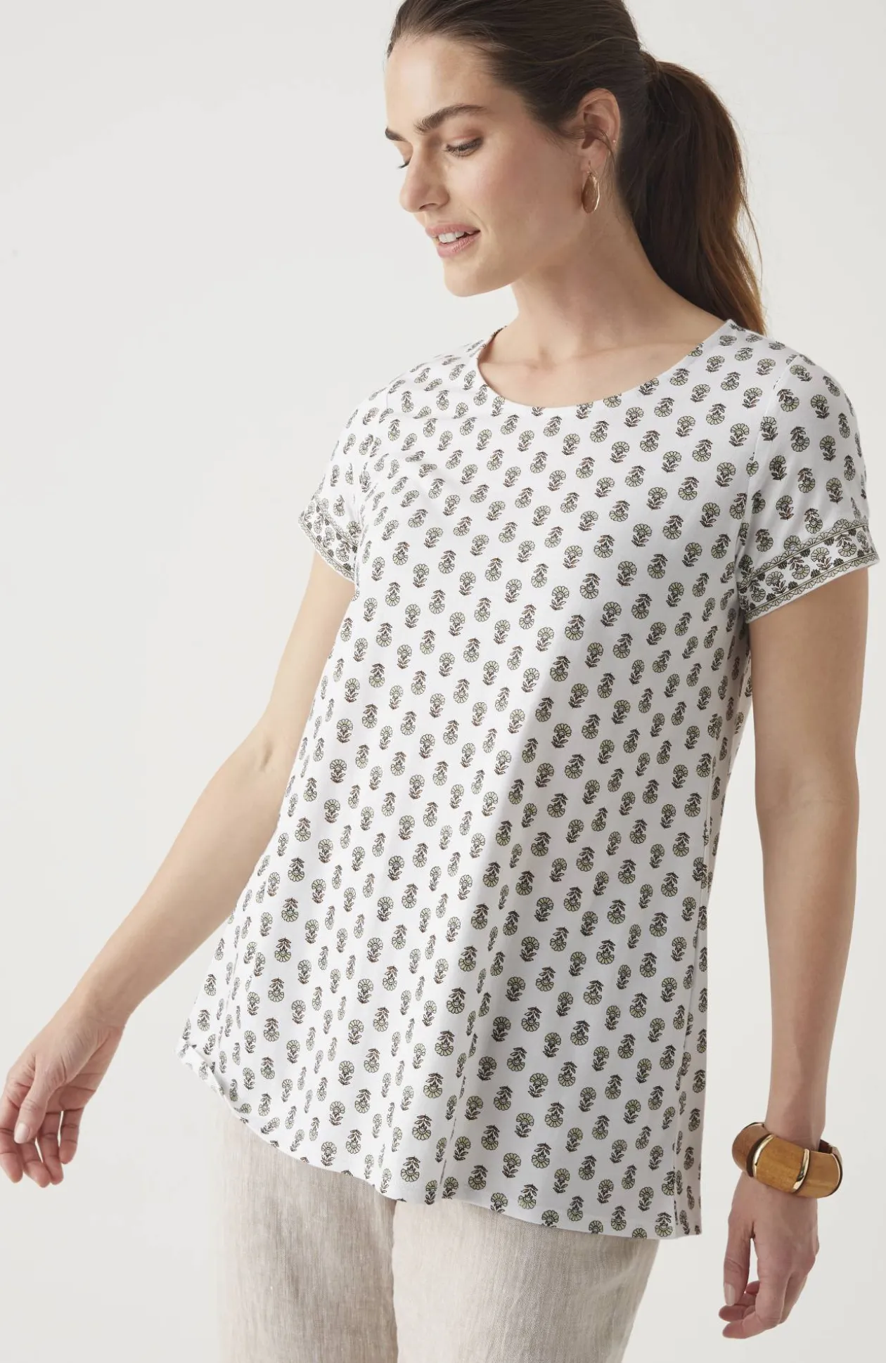 Pure Jill Side-Slit Elliptical Tee