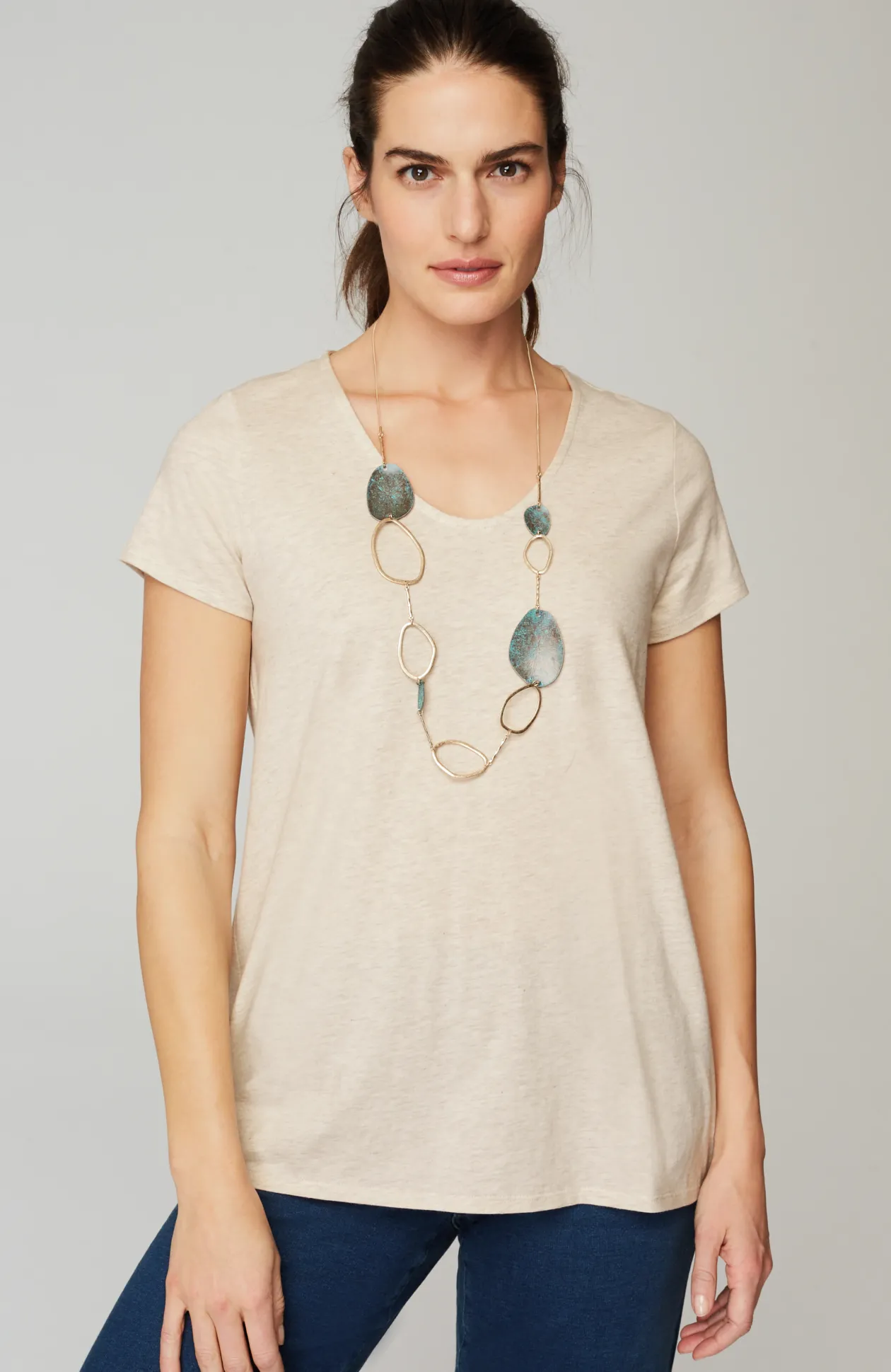 Pure Jill Side-Slit Elliptical Tee