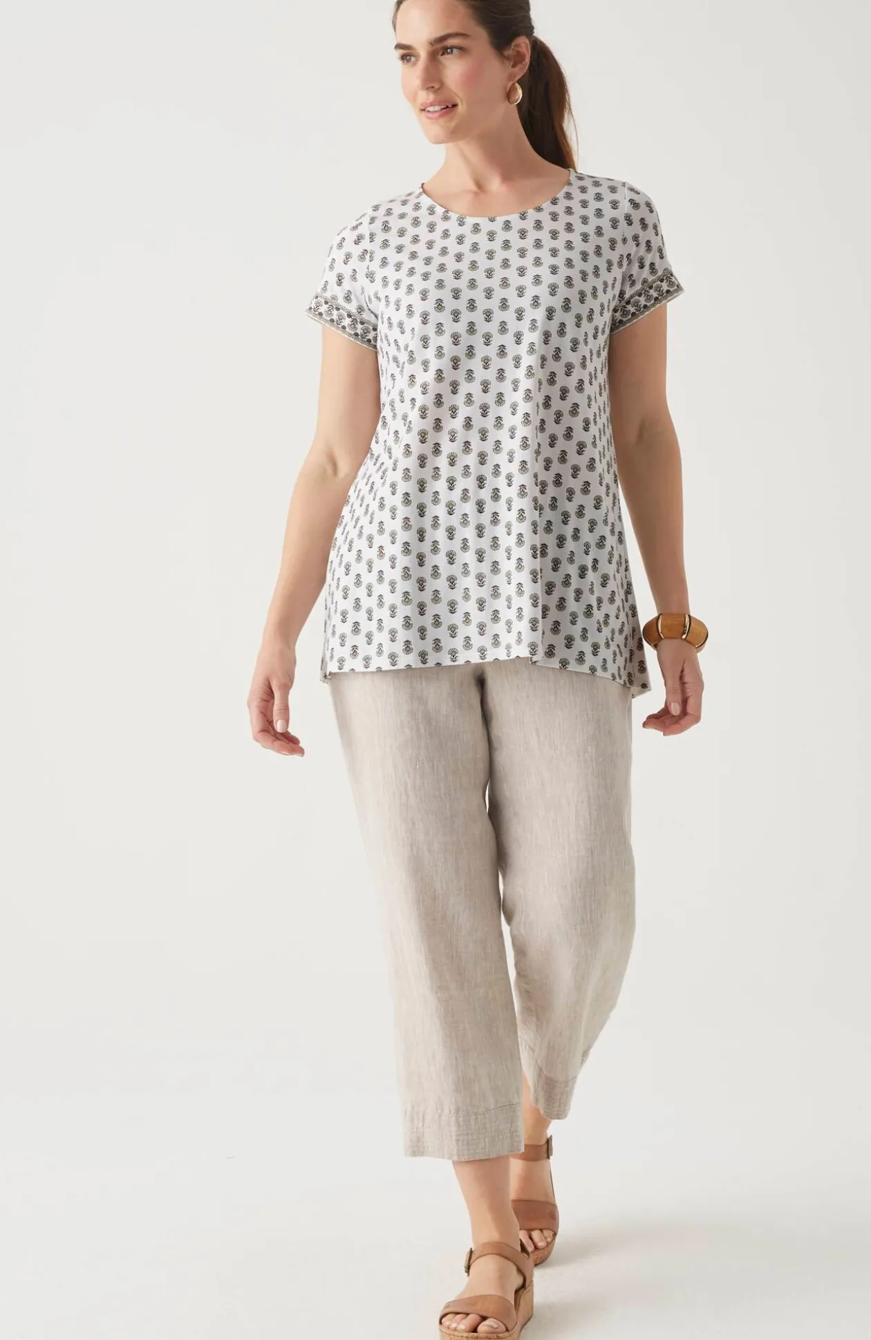 Pure Jill Side-Slit Elliptical Tee