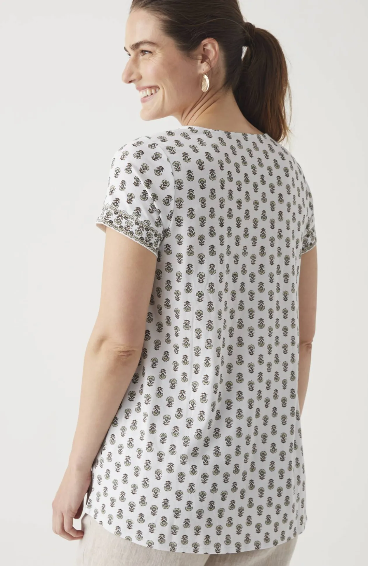 Pure Jill Side-Slit Elliptical Tee