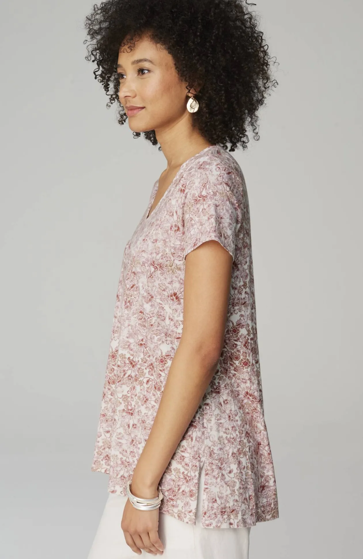 Pure Jill Side-Slit Elliptical Tee