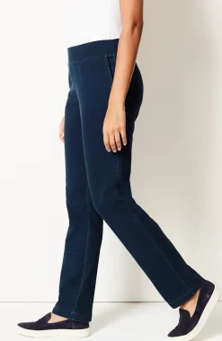 Pure Jill Slim-Leg Indigo Knit Jeans