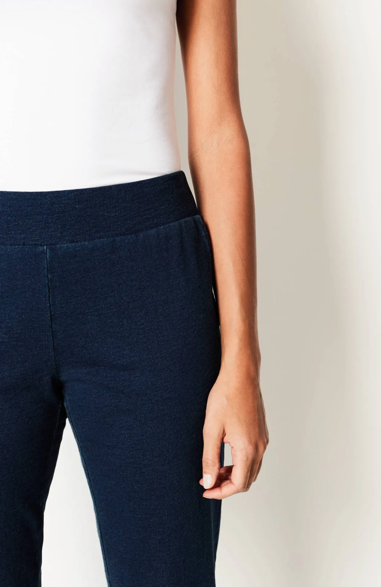 Pure Jill Slim-Leg Indigo Knit Jeans