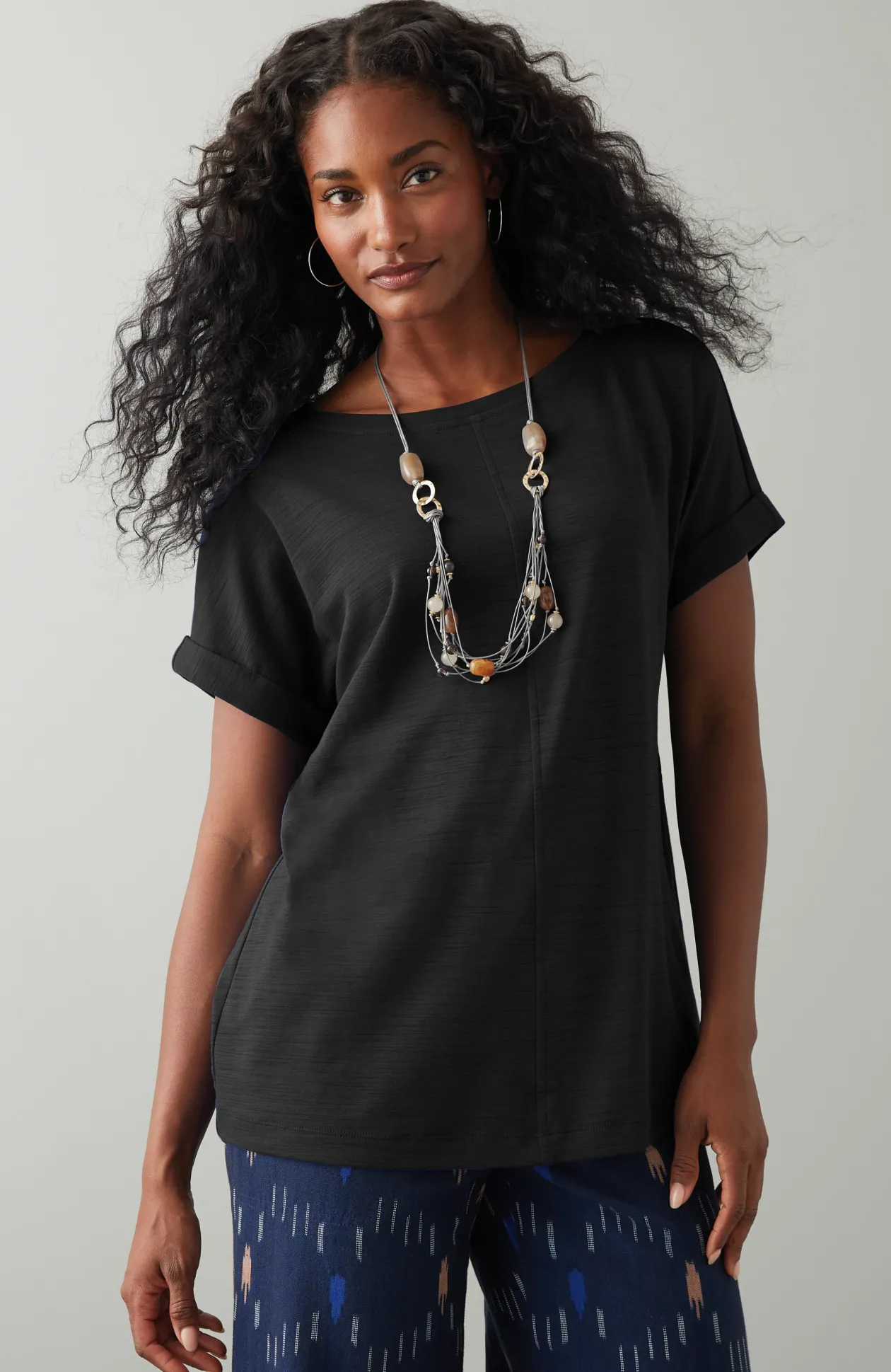 Pure Jill Slub Boat-Neck Tee