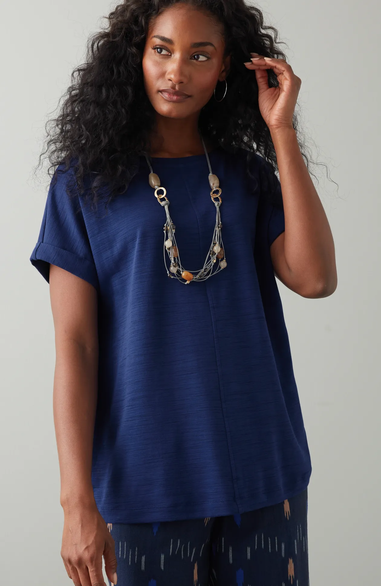 Pure Jill Slub Boat-Neck Tee