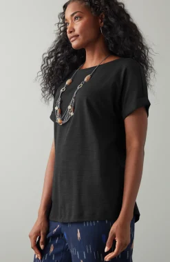 Pure Jill Slub Boat-Neck Tee