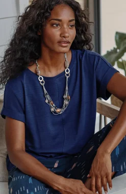 Pure Jill Slub Boat-Neck Tee