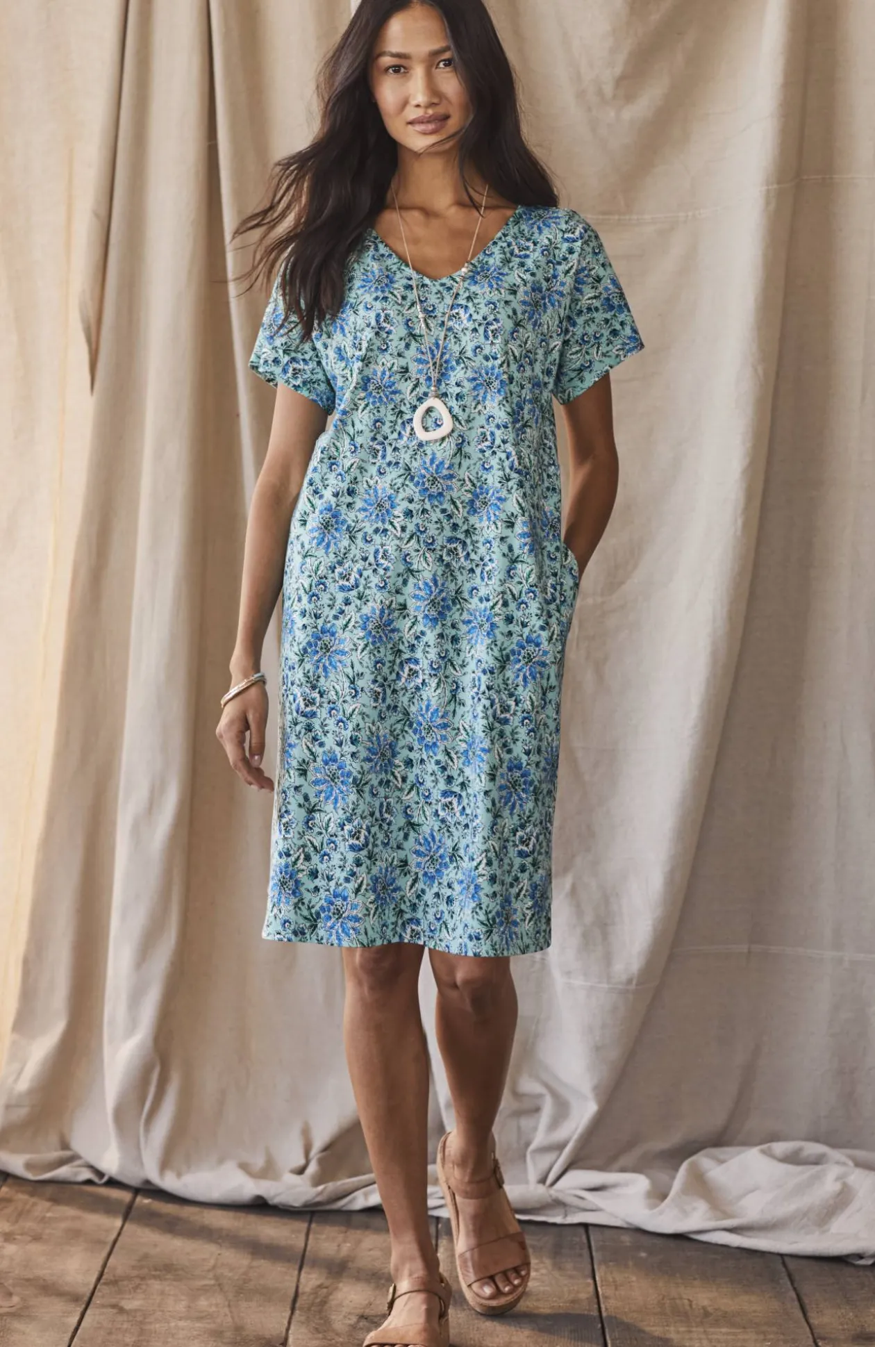 Pure Jill Soft-V-Neck T-Shirt Dress