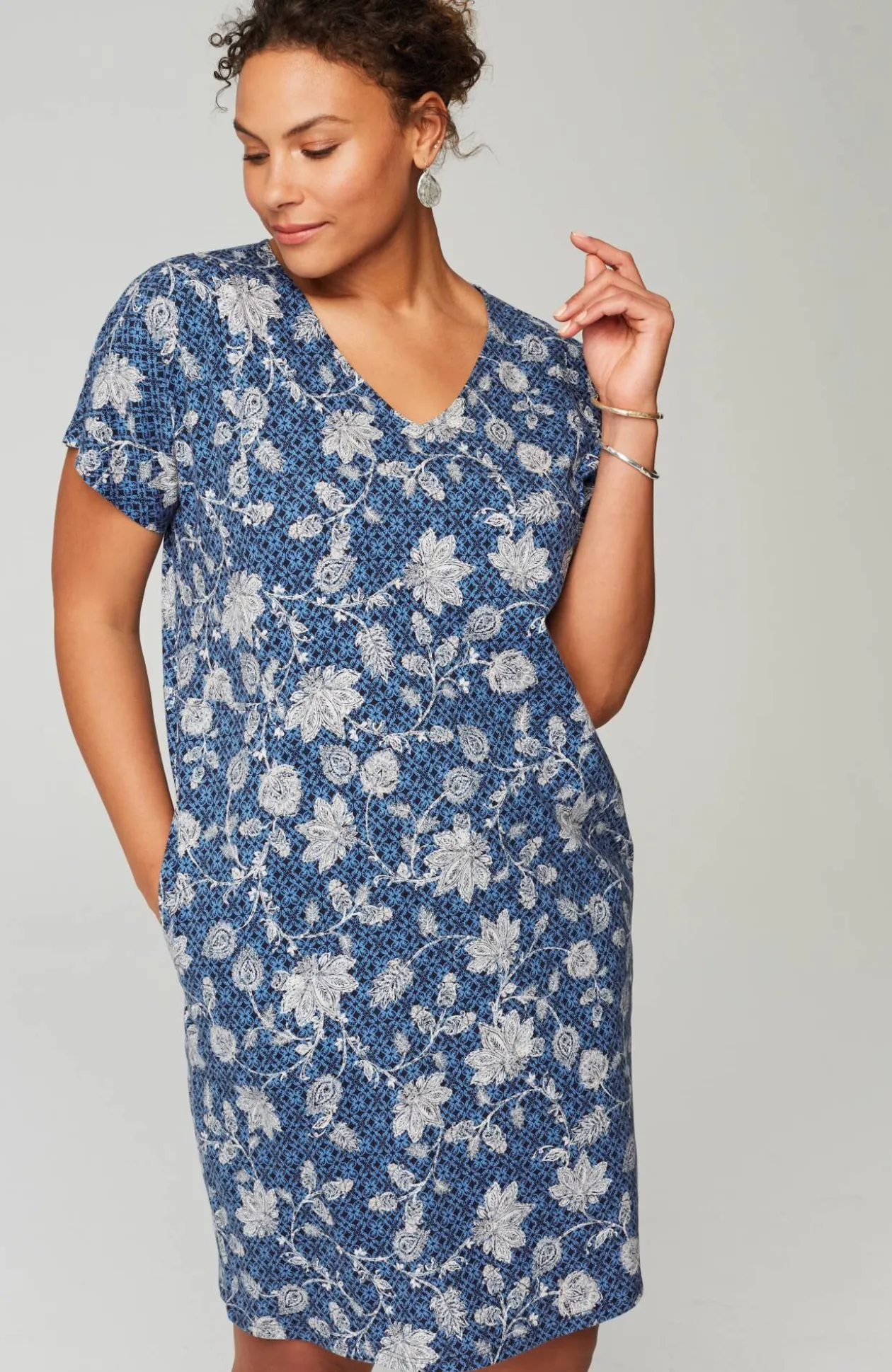 Pure Jill Soft-V-Neck T-Shirt Dress