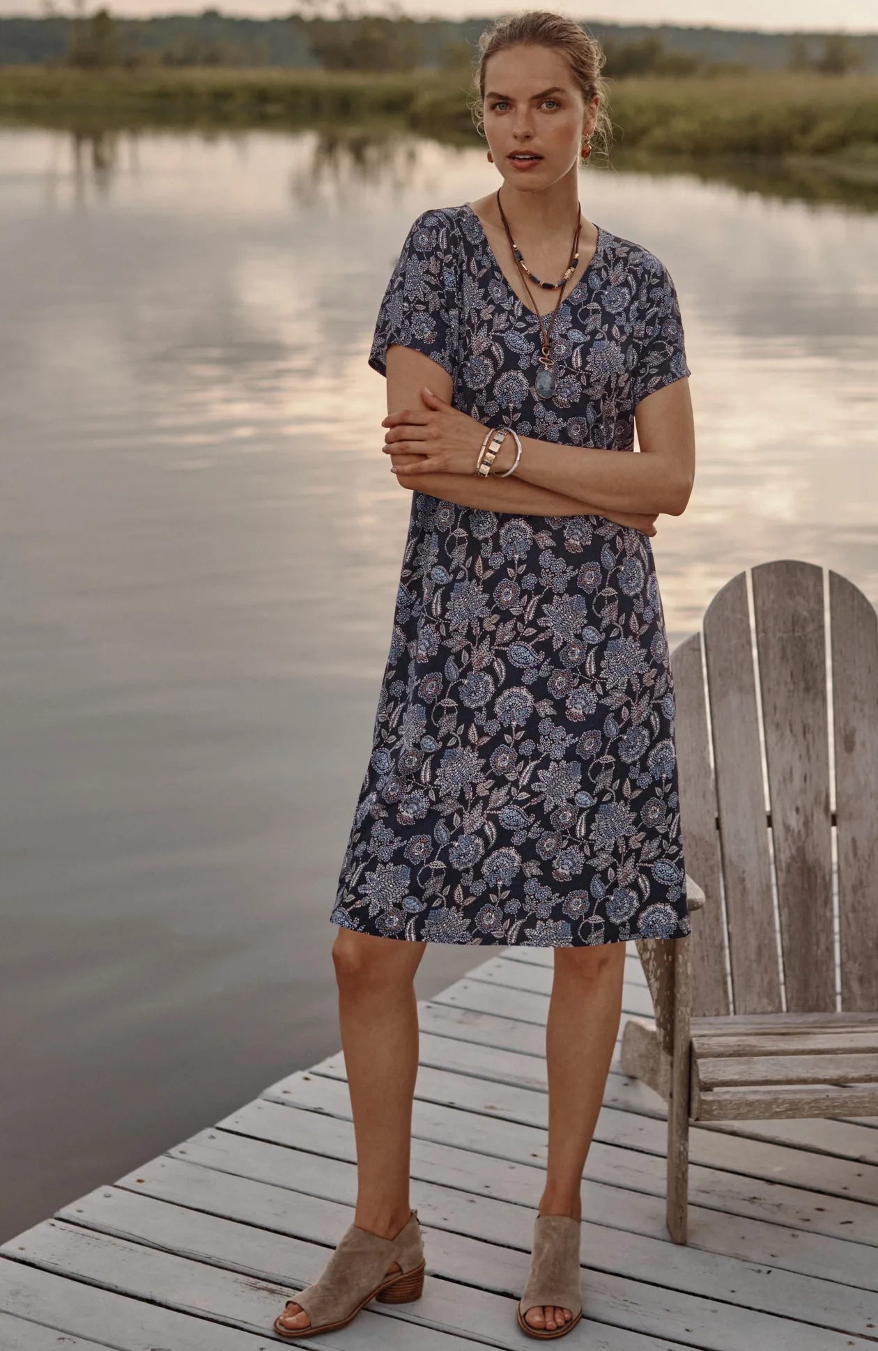Pure Jill Soft-V-Neck T-Shirt Dress