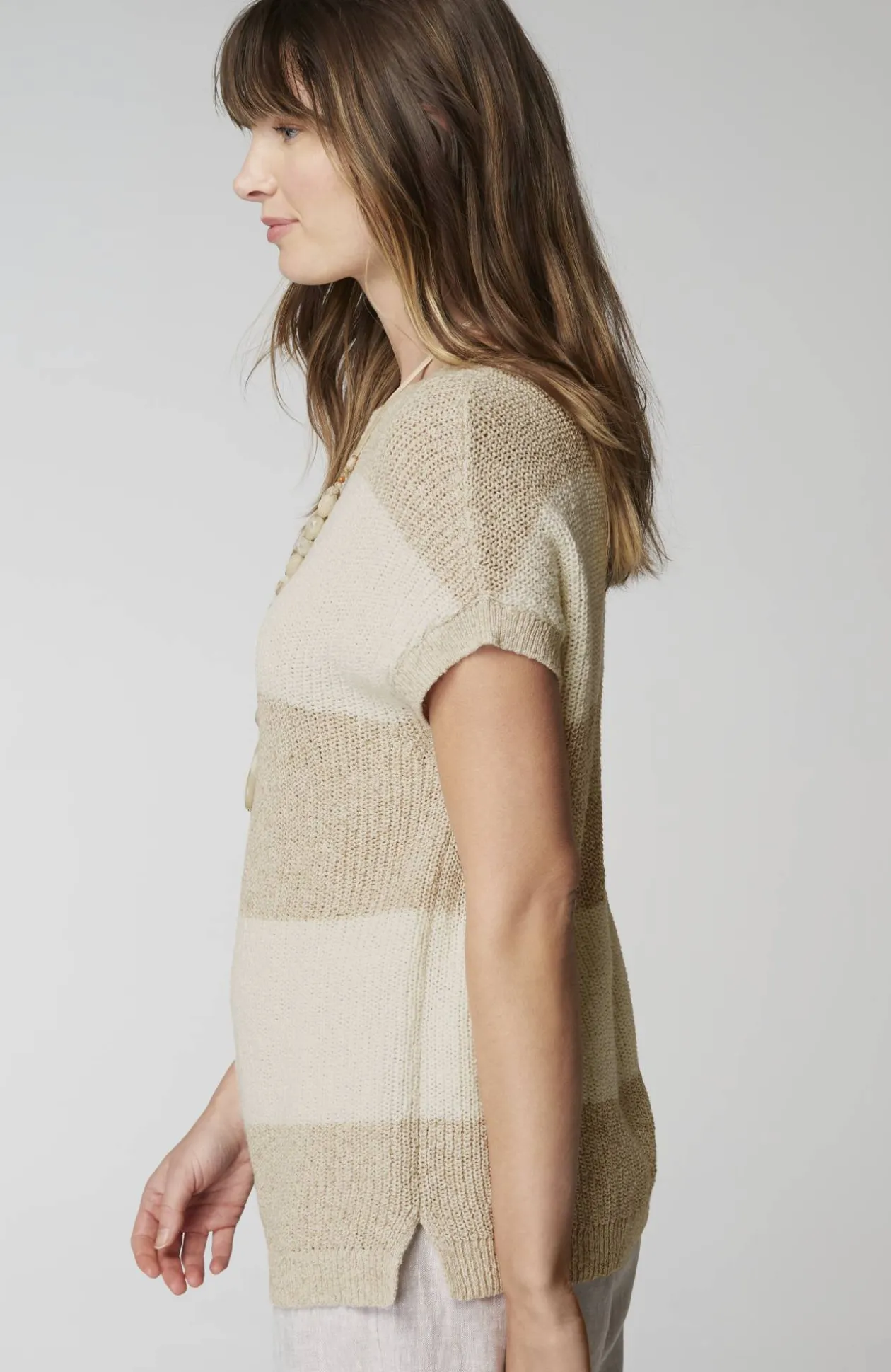 Pure Jill Striped Short-Sleeve Sweater