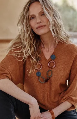 Pure Jill Tweed Double-V Sweater