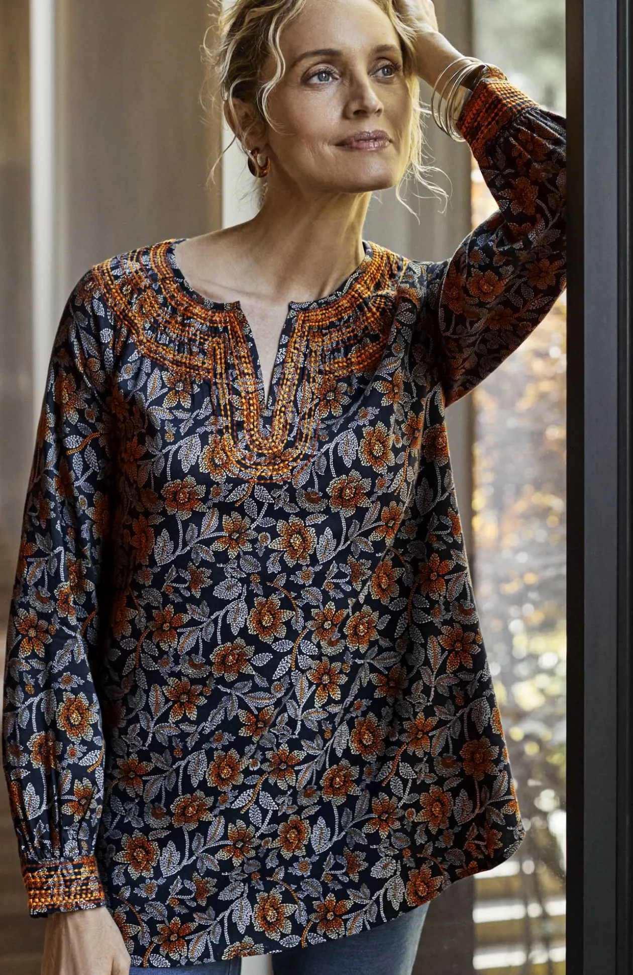 Pure Jill Twill Embroidered Tunic