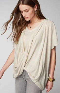 Pure Jill Twisted-Drape-Front Top