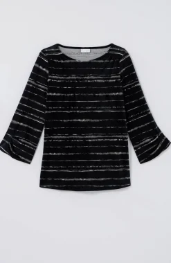 Pure Jill Velour Pleated-Sleeve Top