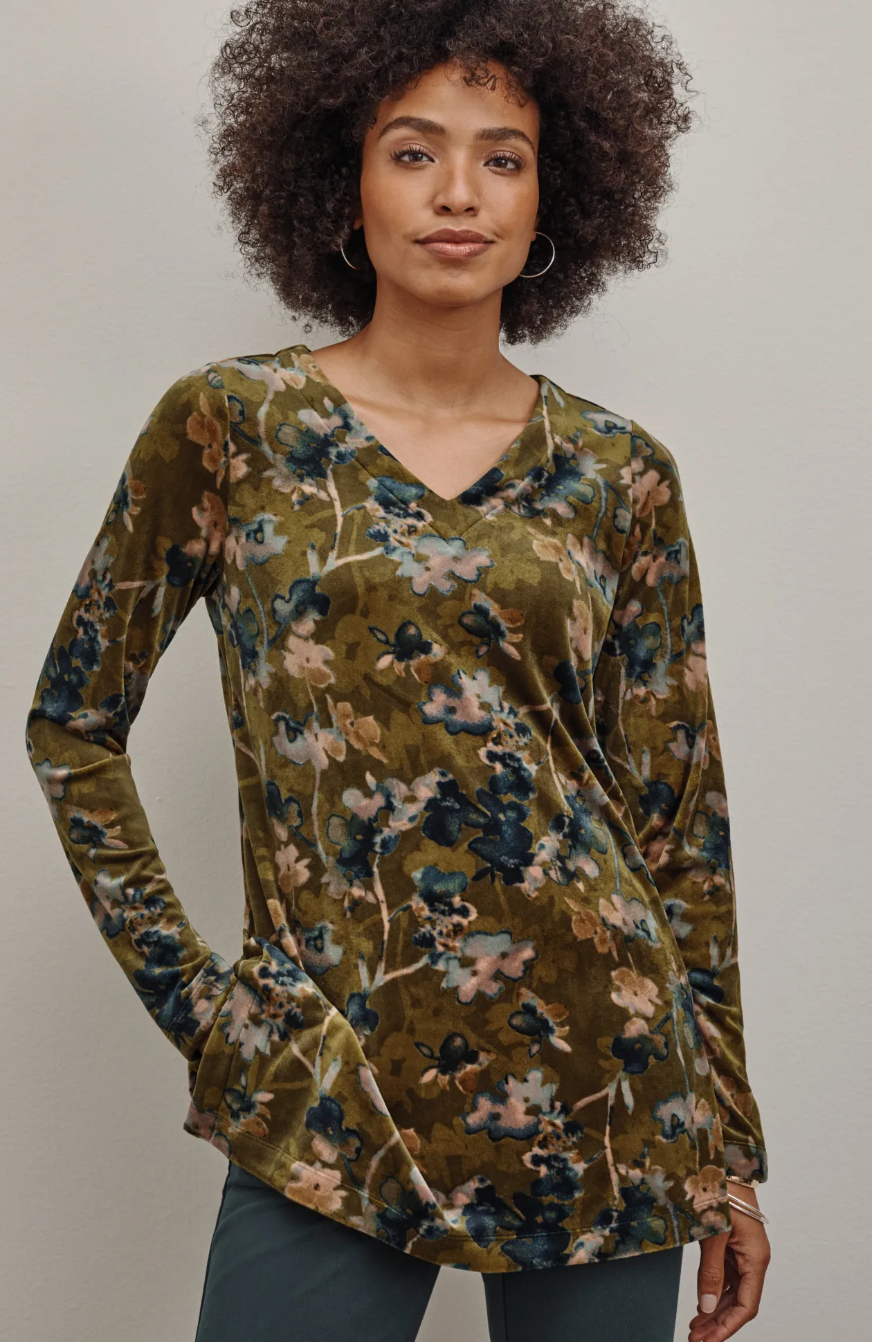 Pure Jill Velour V-Neck Tunic