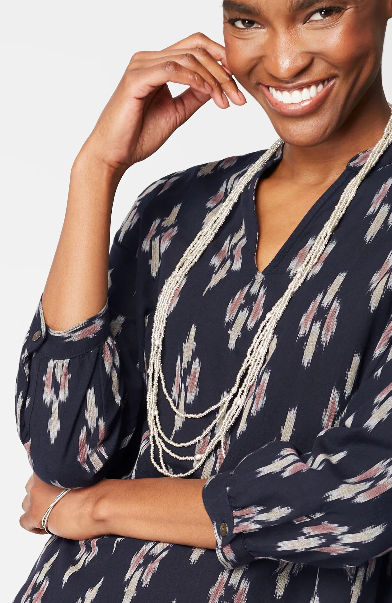 Pure Jill V-Neck Ikat Top