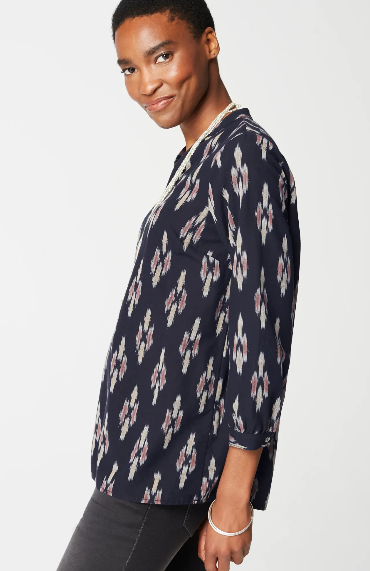 Pure Jill V-Neck Ikat Top