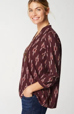 Pure Jill V-Neck Ikat Top