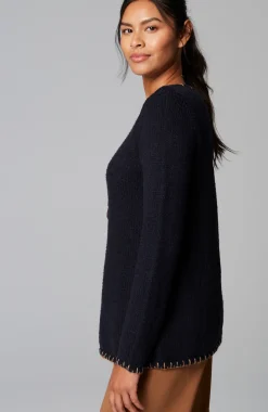 Pure Jill Whipstitch-Trimmed Pullover Sweater