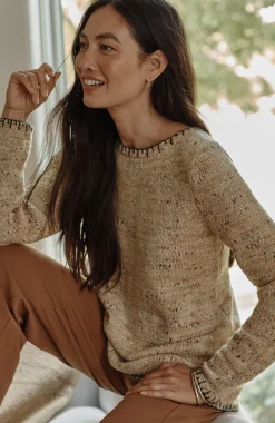 Pure Jill Whipstitch-Trimmed Pullover Sweater