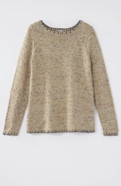 Pure Jill Whipstitch-Trimmed Pullover Sweater